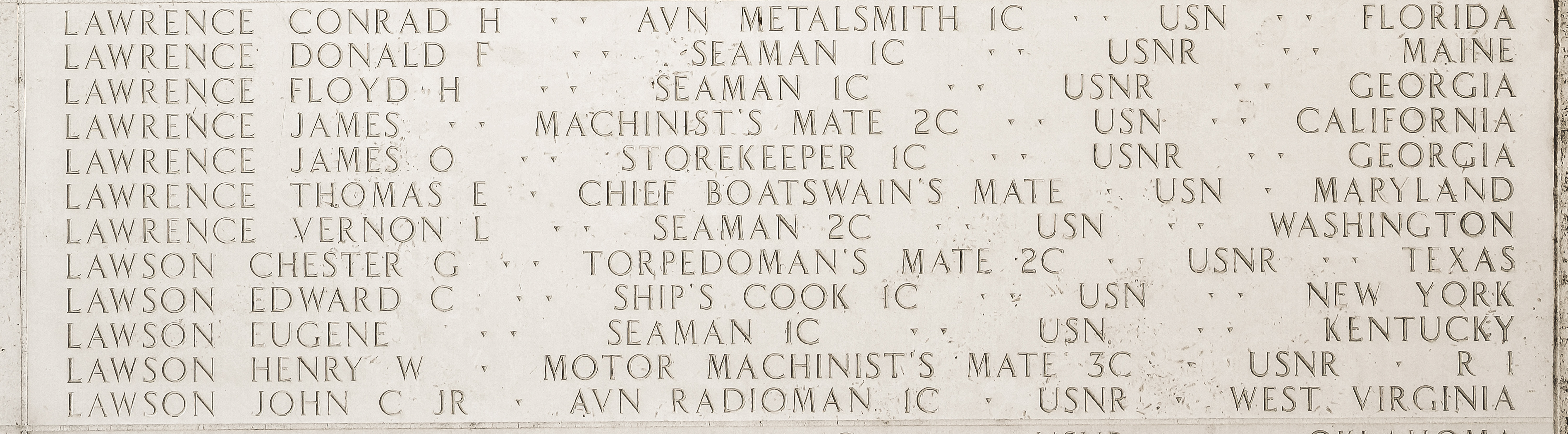 Chester G. Lawson, Torpedoman's Mate Second Class